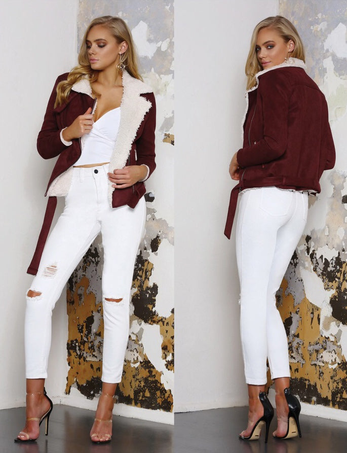 Pure Warmth Faux Suede Jacket - Coats & Jackets | Axariya's closet