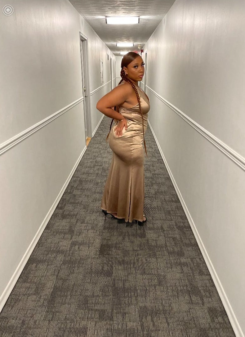 Romantic Call Satin Maxi Dress