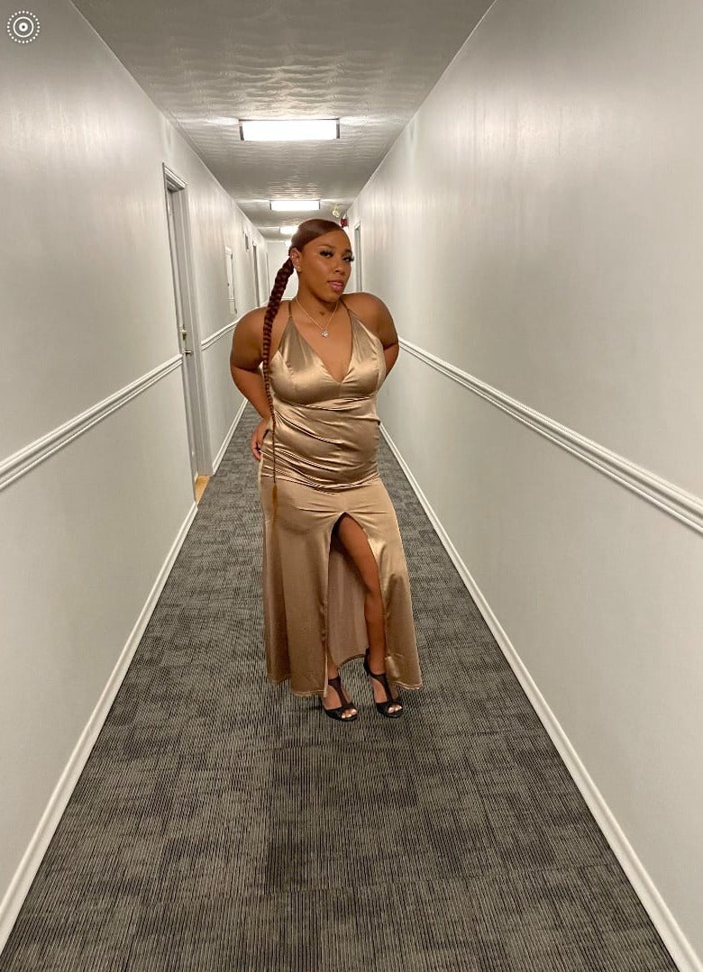 Romantic Call Satin Maxi Dress
