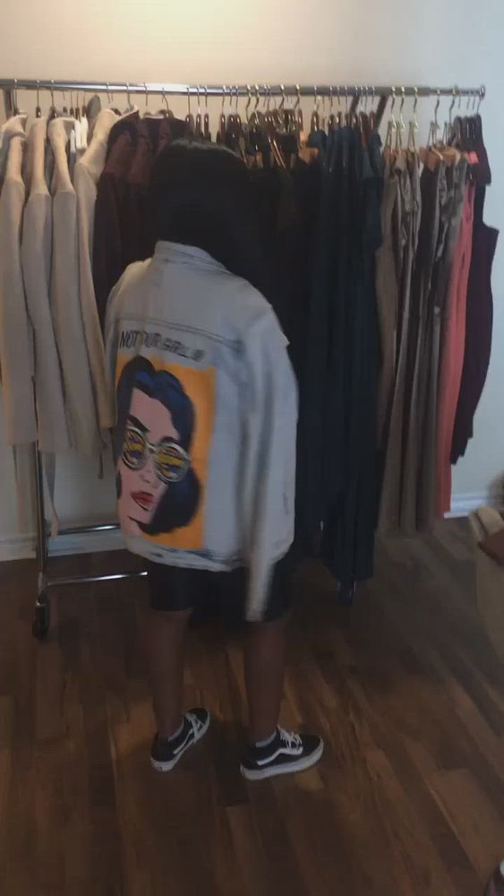 Pop Art Oversized Denim Jacket - Coats & Jackets | Axariya's closet